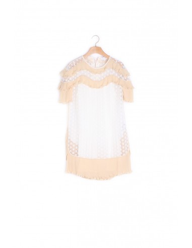 Robe en dentelle et volants plissés soldes